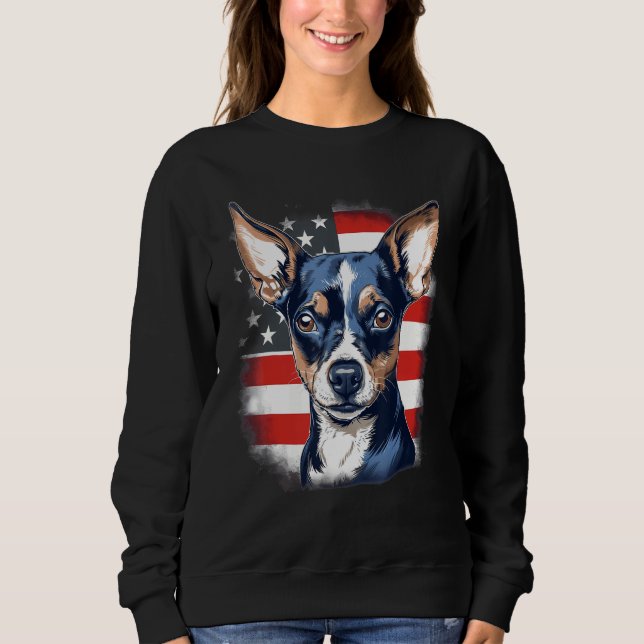 Sweatshirt 4th Of July US Flag Rat Terrier Dog 1 (Devant)