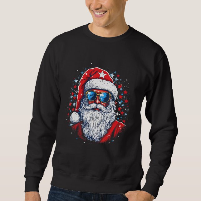 Sweatshirt 4th Of July US Flag Santa Claus 2 (Devant)