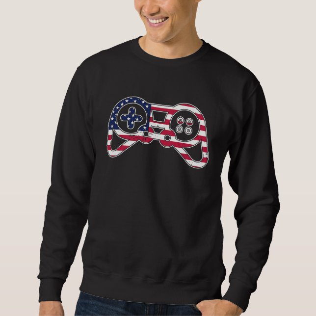 Sweatshirt 4th of July USA Flag Game Controller Gamer (Devant)