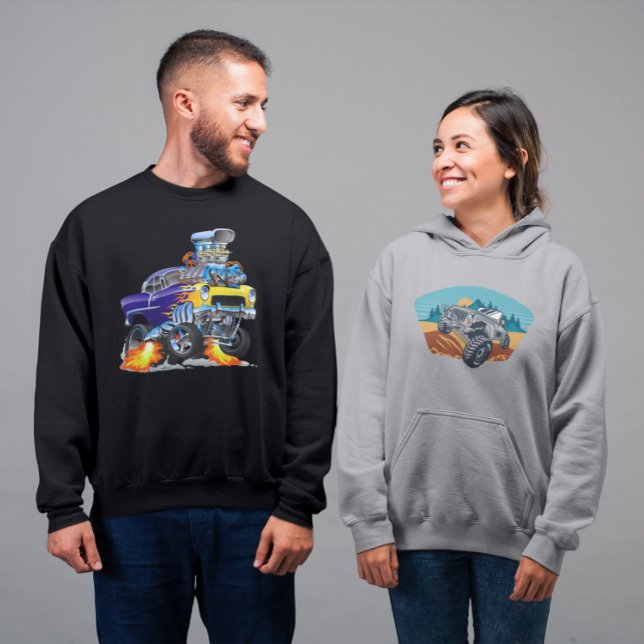 Sweatshirt 55 Funny Car Flaming Drag Piste Bête  (Créateur téléchargé)