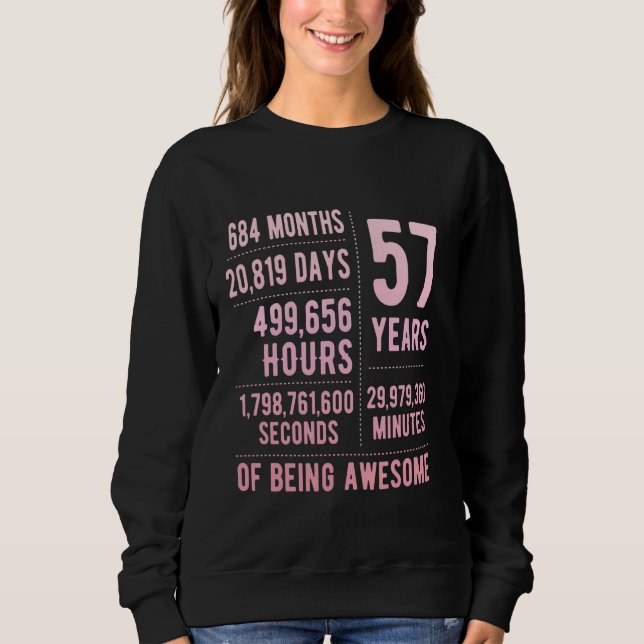 Sweatshirt 57e anniversaire Hommes Femmes Funny 57 ans (Devant)
