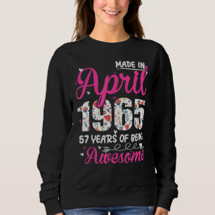 Sweatshirt 57e anniversaire stupéfiant depuis avril 1965 Flor