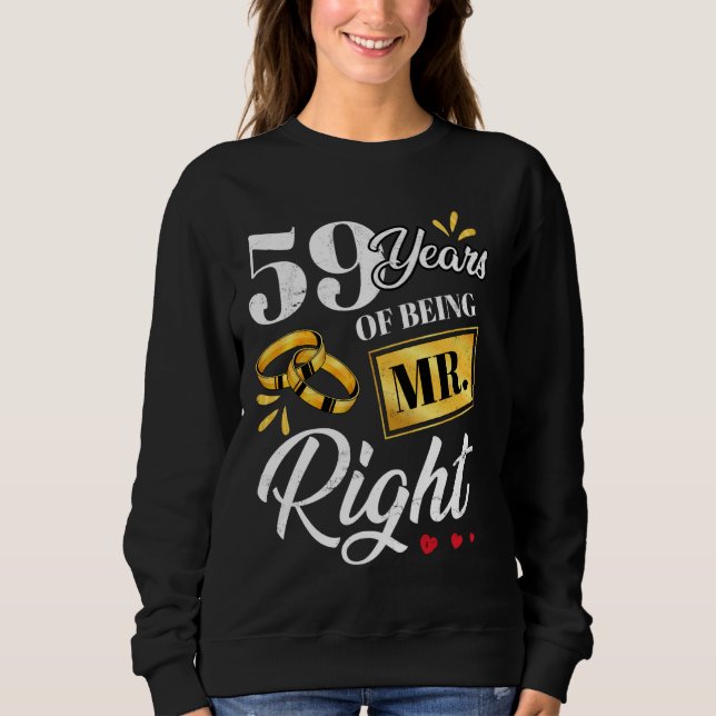 Sweatshirt 59 Ans D'Être M. Right Funny Couple Mariage A (Devant)