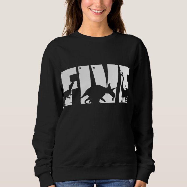 Sweatshirt 5 Anniversaire Garçon Dinosaur T Rex Cadeau 5e B (Devant)