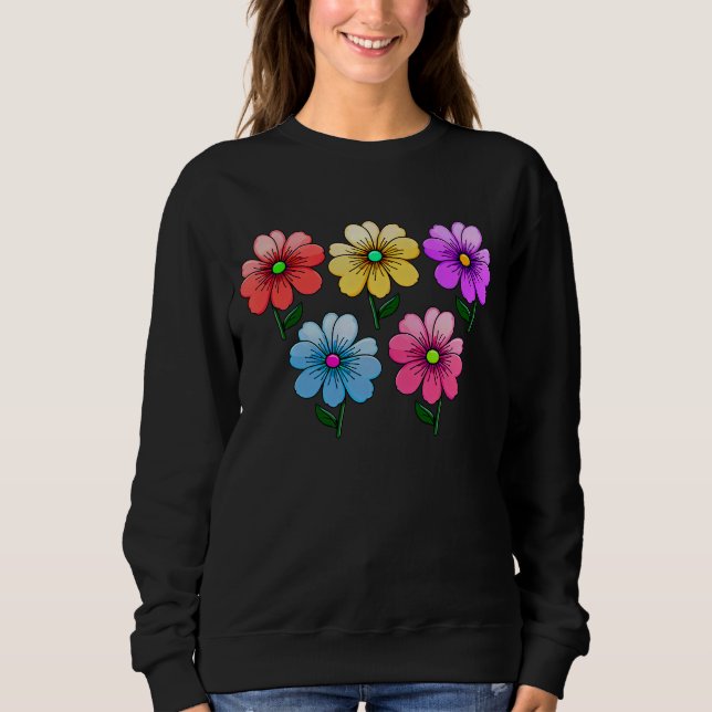 Sweatshirt 5 Fleurs de couleur (Devant)