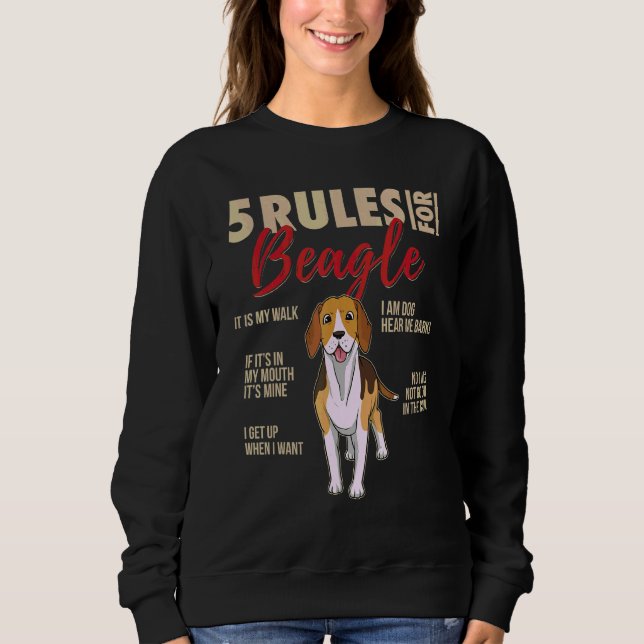 Sweatshirt 5 Règles pour chien Beagle (Devant)