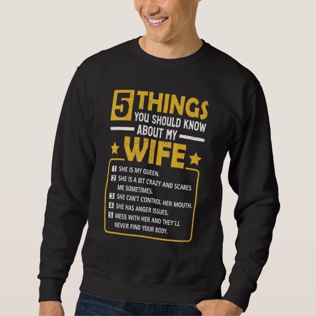 Sweatshirt 5 Things You Should Know About My Wife  Mommy (Devant)
