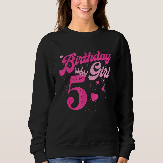 Sweatshirt 5e anniversaire fille Couronne 5 ans Anniversaire (Devant)