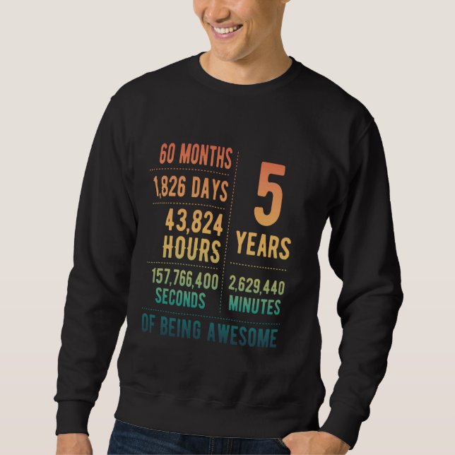 Sweatshirt 5e anniversaire garçons et filles Funny 5 ans (Devant)