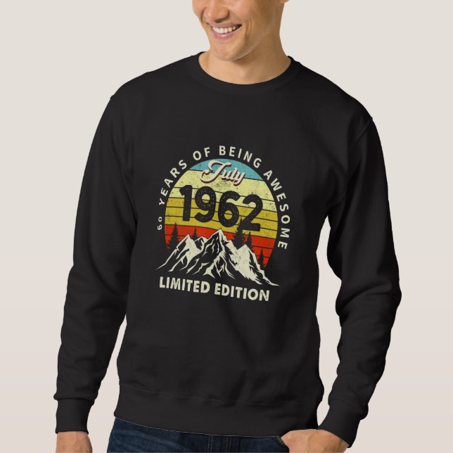 Sweatshirt 60 ans Juillet 1962 60e anniversaire (Devant)