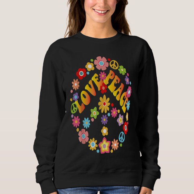 Sweatshirt 60s70s Tie Dye Peace Sign Hippie Sign Love (Devant)