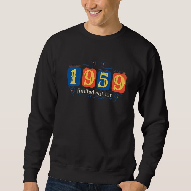 Sweatshirt 63e anniversaire Dames Mens 63 ans 1959 3 (Devant)