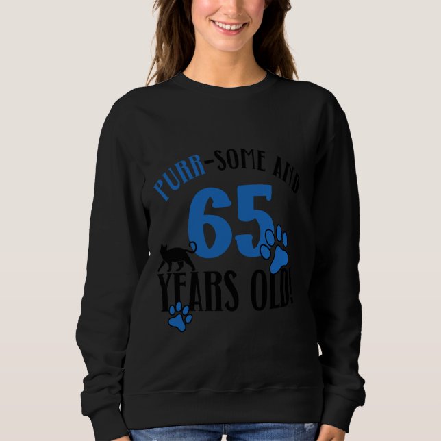 Sweatshirt 65e anniversaire 65 ans chat maman Amoureux des ch (Devant)