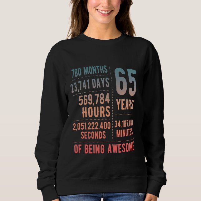 Sweatshirt 65e anniversaire hommes femmes drôle 65 ans (Devant)