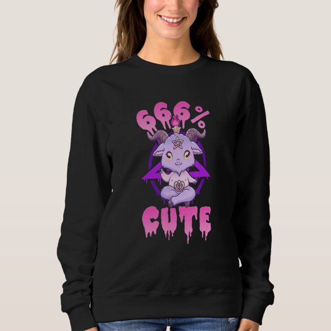 Sweatshirt 666 Cute L Cute Pentagram Satanique Baphomet (Devant)