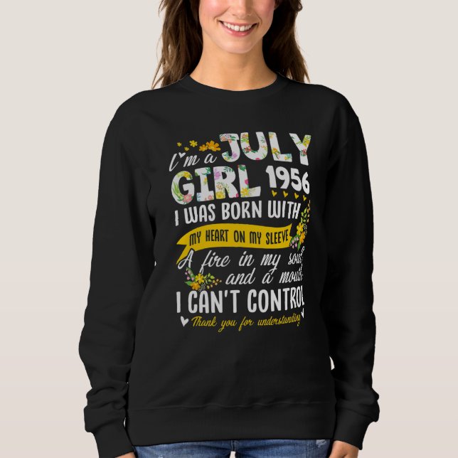 Sweatshirt 66e anniversaire Floral Girl Juillet 1956 (Devant)