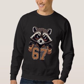 Sweatshirt 67 Meme Raccoon Six Seven High School Varsity Lett