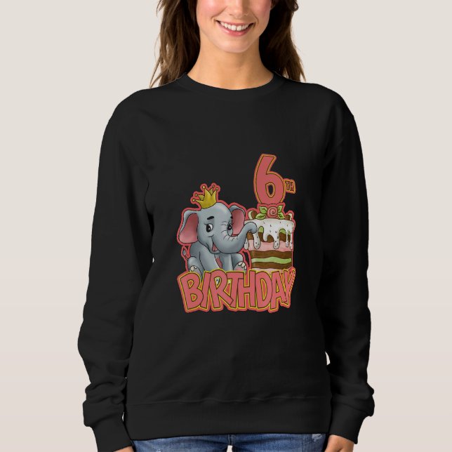 Sweatshirt 6e anniversaire fille Cake Elephant (Devant)