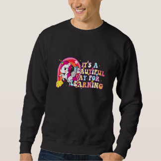Sweatshirt 70s Retro Teacher Unicorn It's Beautiful Day For L