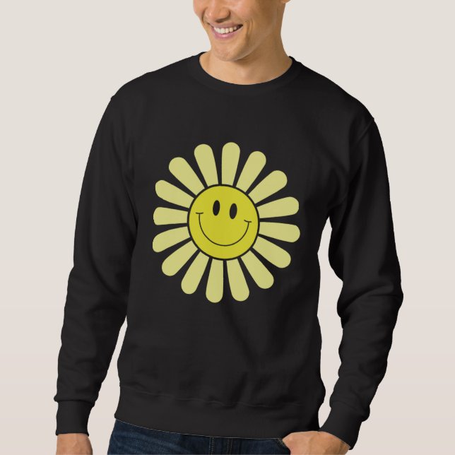 Sweatshirt 70s Yellow Smile Face Flower  Happy Peace Smiling  (Devant)