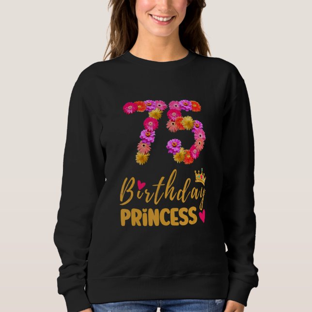 Sweatshirt 75 ans Anniversaire Princesse Flower Son My 75th B (Devant)