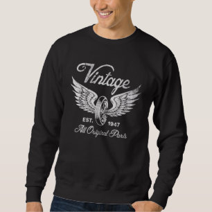 Sweatshirt 75e anniversaire Est 1947 Roue moto Vintage &