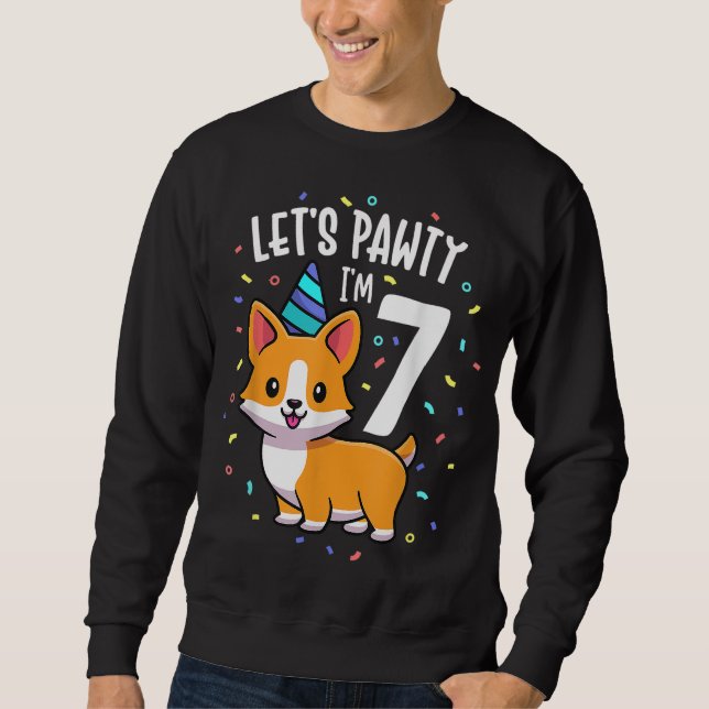 Sweatshirt 7 ans Corgi Amoureux des chiens 7e anniversaire fê (Devant)