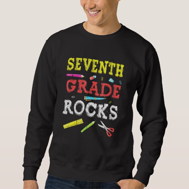Sweatshirt 7e année Rocks Retour à l'école Enseignant (Devant)