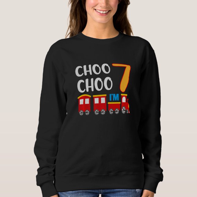 Sweatshirt 7e anniversaire 7 année Boy Train Wagon Railroad (Devant)