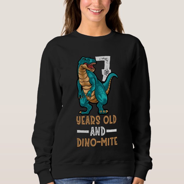 Sweatshirt 7e anniversaire Dinosaur Boys Party T Rex 7 ans (Devant)