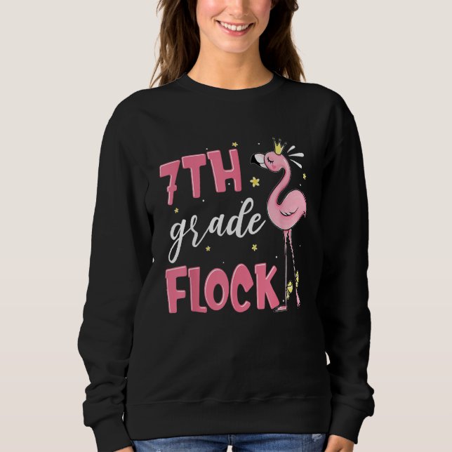 Sweatshirt 7th Grade Flock Flamingo Back To School Girls (Devant)