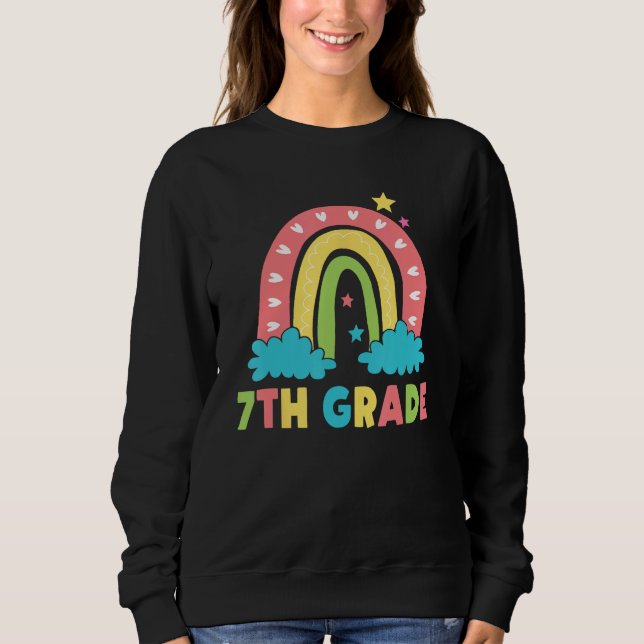 Sweatshirt 7th Grade Rainbow Girl Boys Teacher Hello 7th Grad (Devant)
