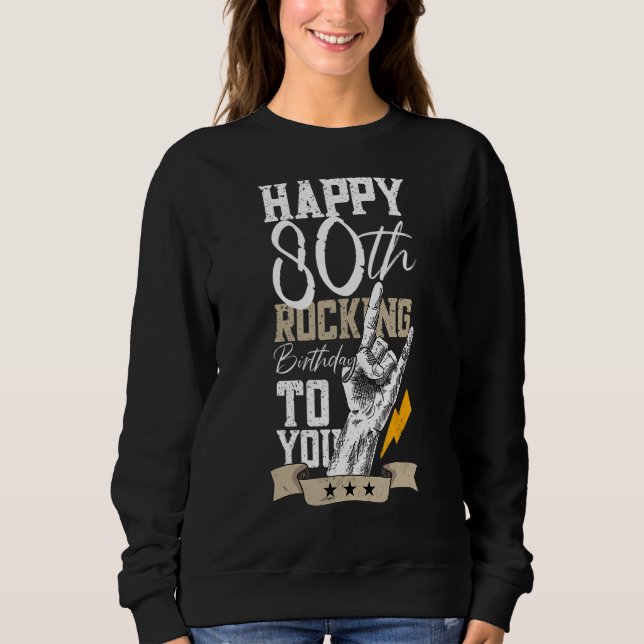 Sweatshirt 80 ans Rocking Vintage Rock 80e anniversaire (Devant)