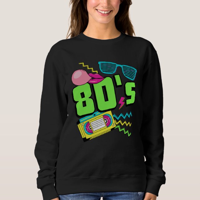 Sweatshirt 80s Costume Theme Party 80s Outfit Retro Party Vin (Devant)
