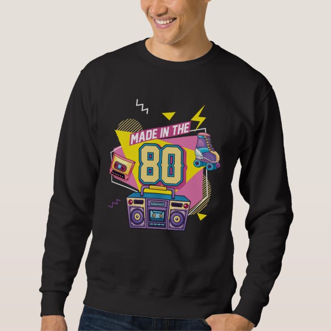 Sweatshirt 80s Music Party Radio Roller patinage Né dans les  (Devant)