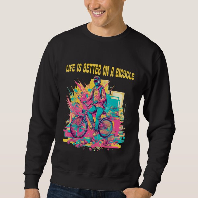 Sweatshirt 80s Retro Bike Vintage Inspired Cycling Art (Devant)