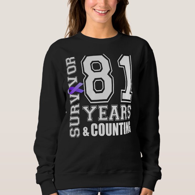Sweatshirt 81 Ans Survivant Je Porte Violet Ruban Lupus Aware (Devant)
