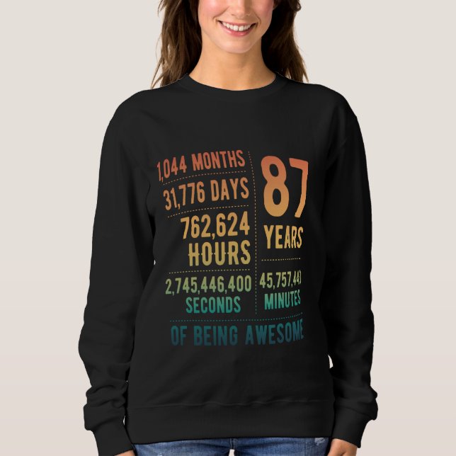 Sweatshirt 87e anniversaire Hommes Femmes Drôle 87 ans (Devant)