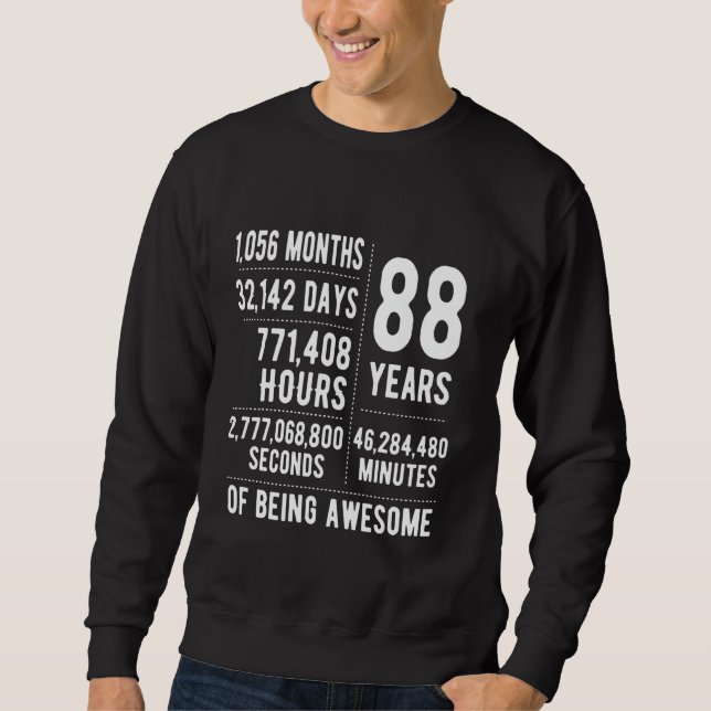 Sweatshirt 88e anniversaire Hommes Femmes Drôle 88 ans (Devant)