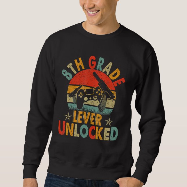 Sweatshirt 8th Grade Level Unlocked Video Gamers back to scho (Devant)