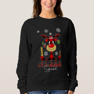 Sweatshirt 8th Grade Squad Plaid Reindeer Santa Hat Teacher C