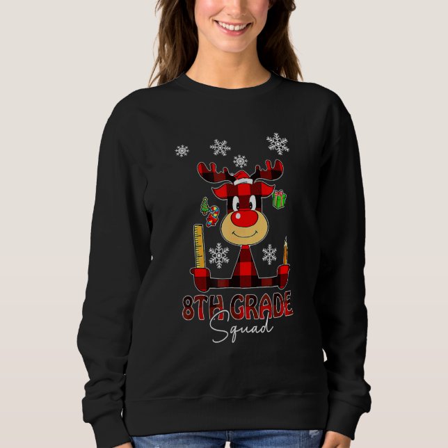 Sweatshirt 8th Grade Squad Plaid Reindeer Santa Hat Teacher C (Devant)