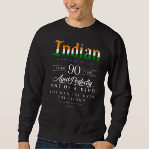Sweatshirt 90e Anniversaire Indien Âge de 90 ans Né en Inde