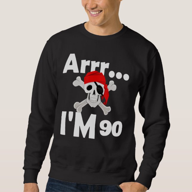 Sweatshirt 90e anniversaire Pirate Skull 90 ans Anniversaire (Devant)