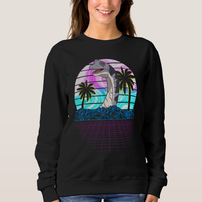 Sweatshirt 90s 80s Retro Brachiosaurus Vaporwave Esthétique (Devant)