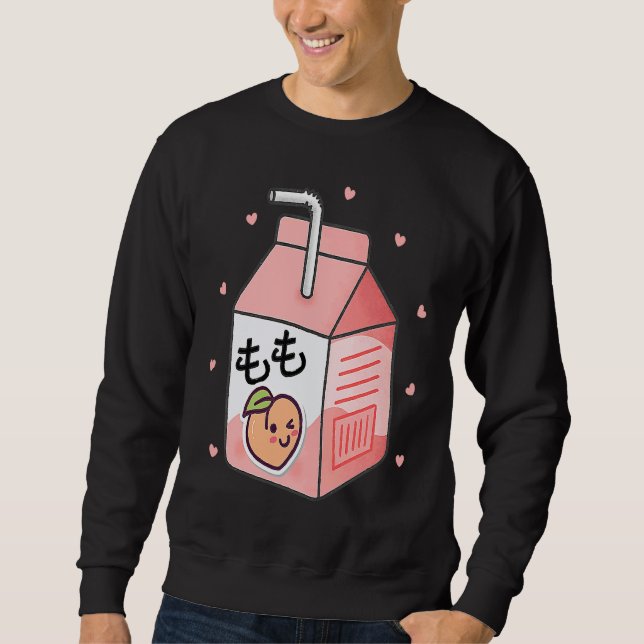 Sweatshirt 90s Japanese Otaku Aesthetic Peach Juice Box Cute (Devant)