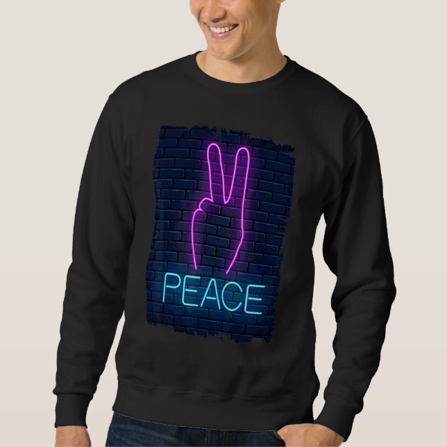 Sweatshirt 90s Paix Aimer la main signe la paix (Devant)