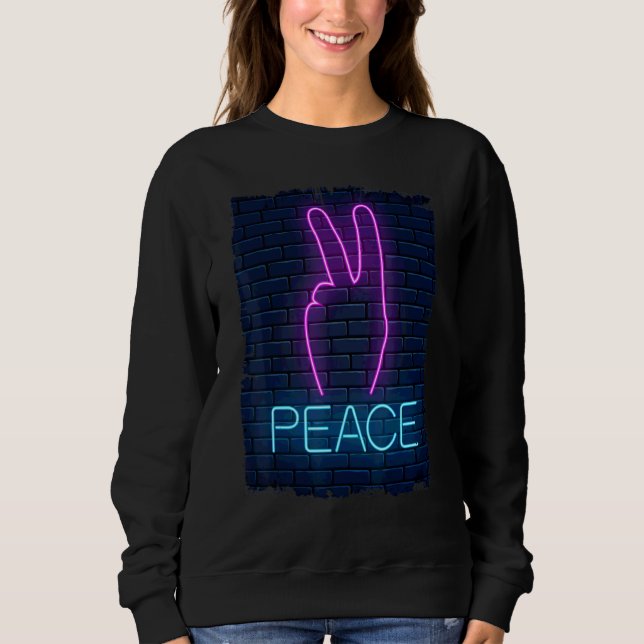 Sweatshirt 90s Paix Aimer la main signe la paix (Devant)