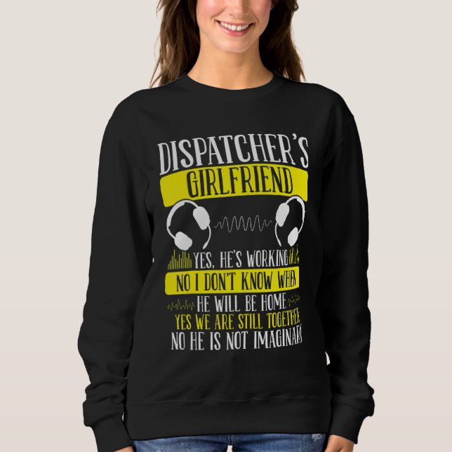 Sweatshirt 911 Dispatcher Girlfriend Gold Line Flag Emergency (Devant)