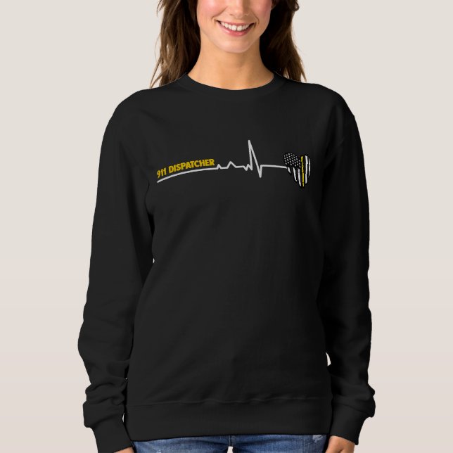 Sweatshirt 911 Dispatcher Heartbeat Police Thin Flag (Devant)